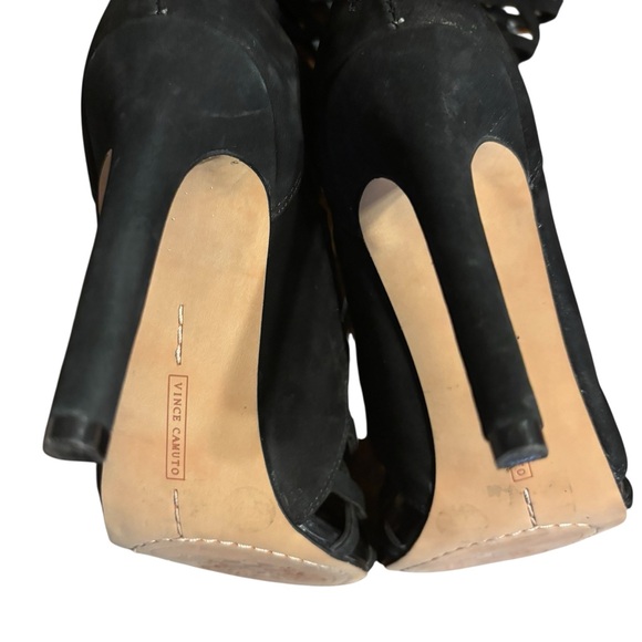 Vince Camuto Black Cut Out Over The Knee stiletto Boots Leather Size 6.5M - Picture 5 of 9